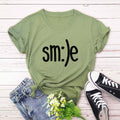 Smile Graphic Plus Size Women’s T-Shirt (S–5XL) – 100% Cotton Summer Short Sleeve Crew Neck Tee