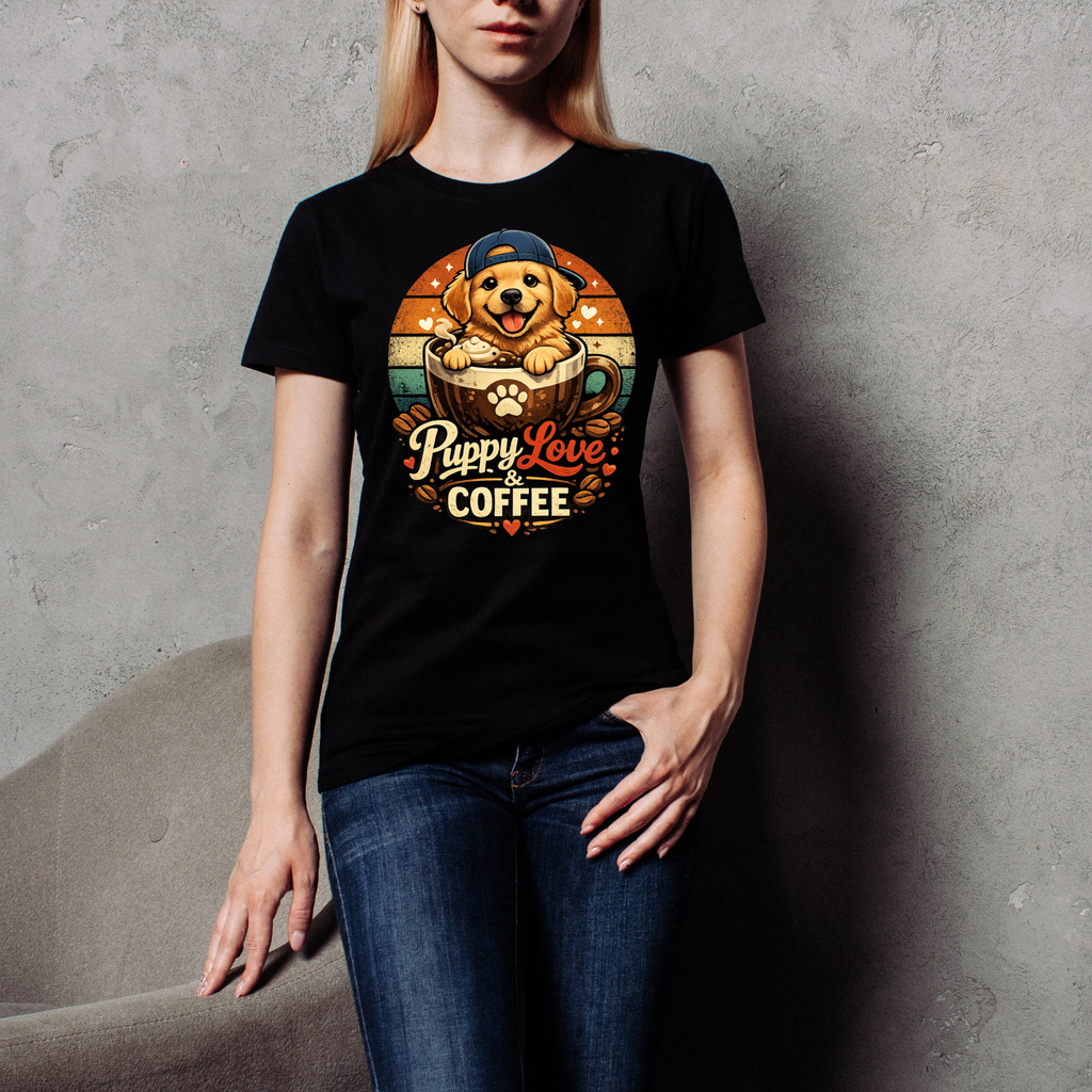 Puppy Love & Coffee Women’s basic softstyle t-shirt